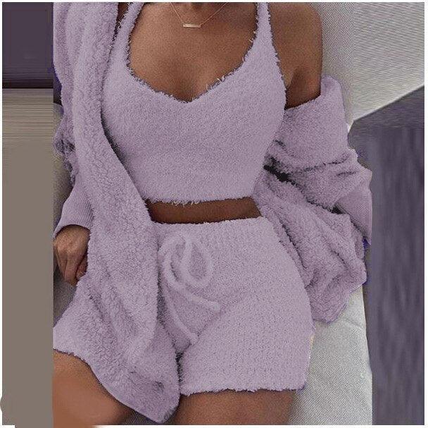 Cosy Women's Knitted Fleece Dress | Stylish & Warm-Purple 2-S-State of Style