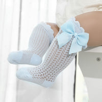 Cotton Baby Socks with Big Bow-Blue-0-12 Months (S)-State of Style