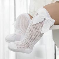 Cotton Baby Socks with Big Bow-White-0-12 Months (S)-State of Style