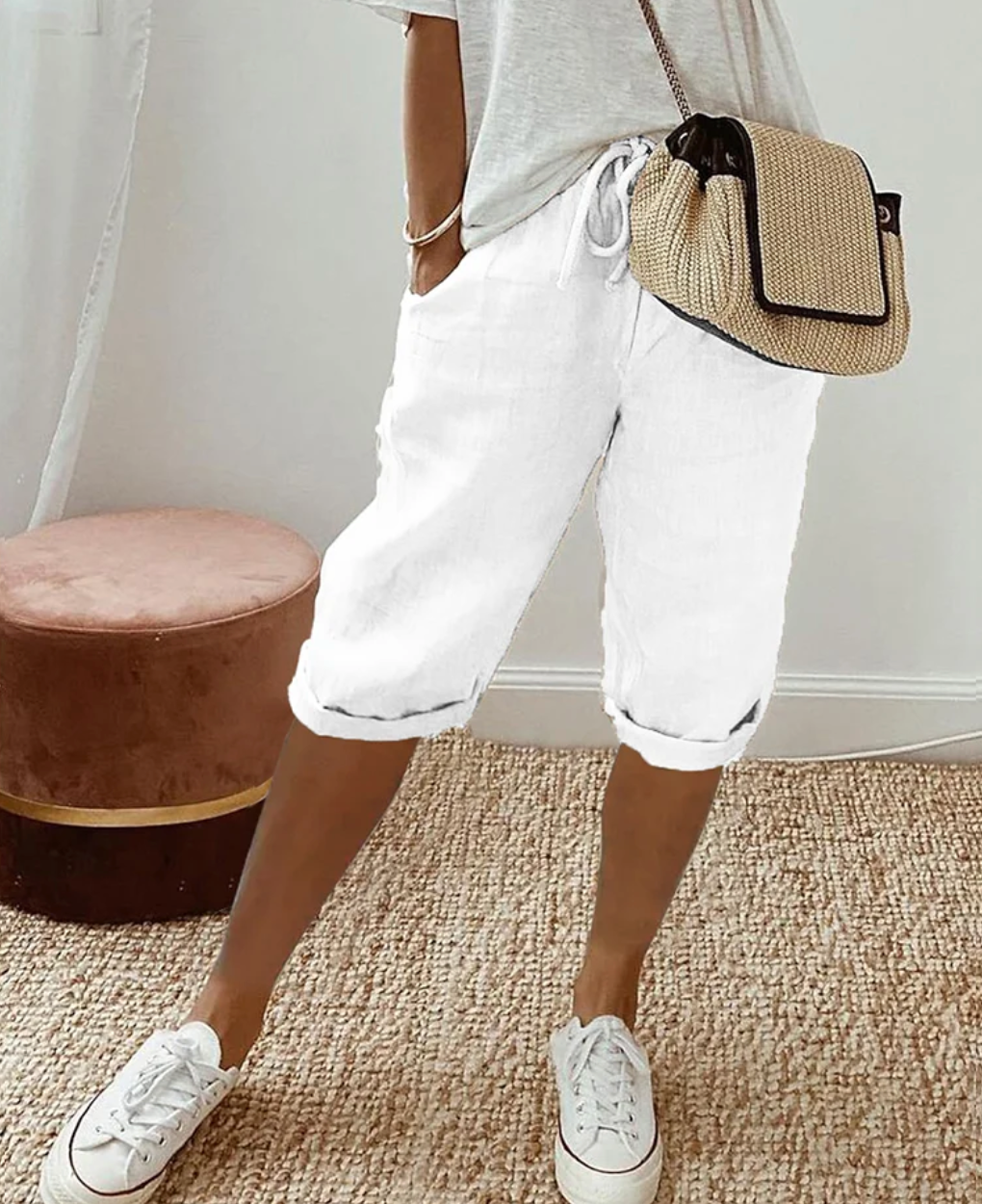 Cotton Ladies' Shorts - BreezeFlow-White-S-State of Style