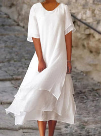 Cotton-linen summer dress – Noémie-White-XS-State of Style