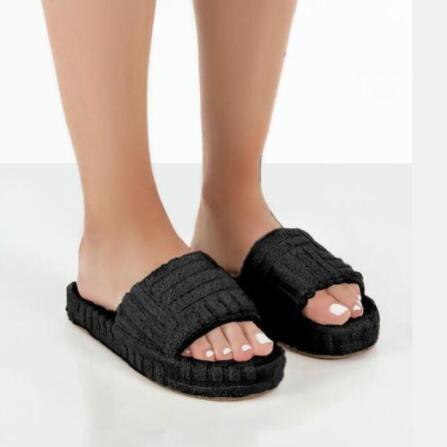 Cotton Sandals | Women's Summer Footwear-Black-4.5-State of Style