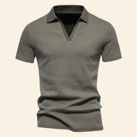 Cotton V-neck Polo - Oliver-Army Green-S-State of Style