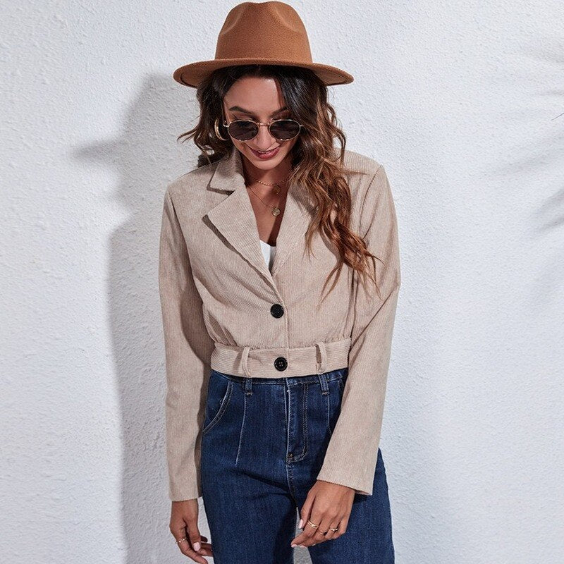 Courtney's Jacket | Stylish and Versatile Women's Crop Jacket-Khaki-S-State of Style