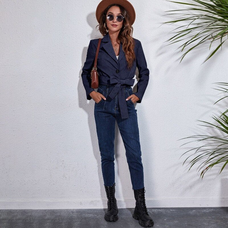 Courtney's Jacket | Stylish and Versatile Women's Crop Jacket-Navy Blue-S-State of Style