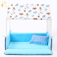 Covered Fleece Sleeping Bed with Canopy and Cushion-Dark blue-State of Style