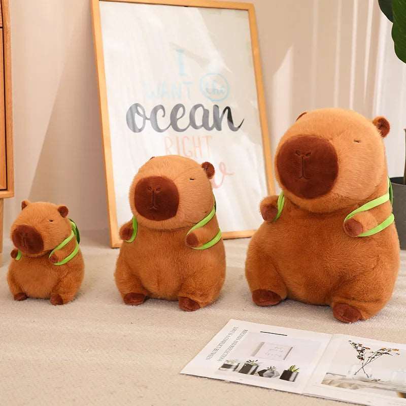 Cuddly Capybara with Turtle Backpack - TurtleBuddy-Brown-23cm (0.2kg)-State of Style