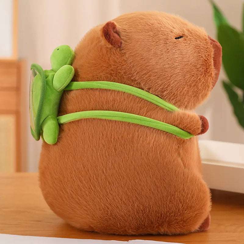Cuddly Capybara with Turtle Backpack - TurtleBuddy-Brown-23cm (0.2kg)-State of Style