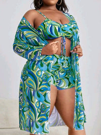 Curve Comfort Three-Piece Bikini Set in Plus Size-Floral-2XL-State of Style