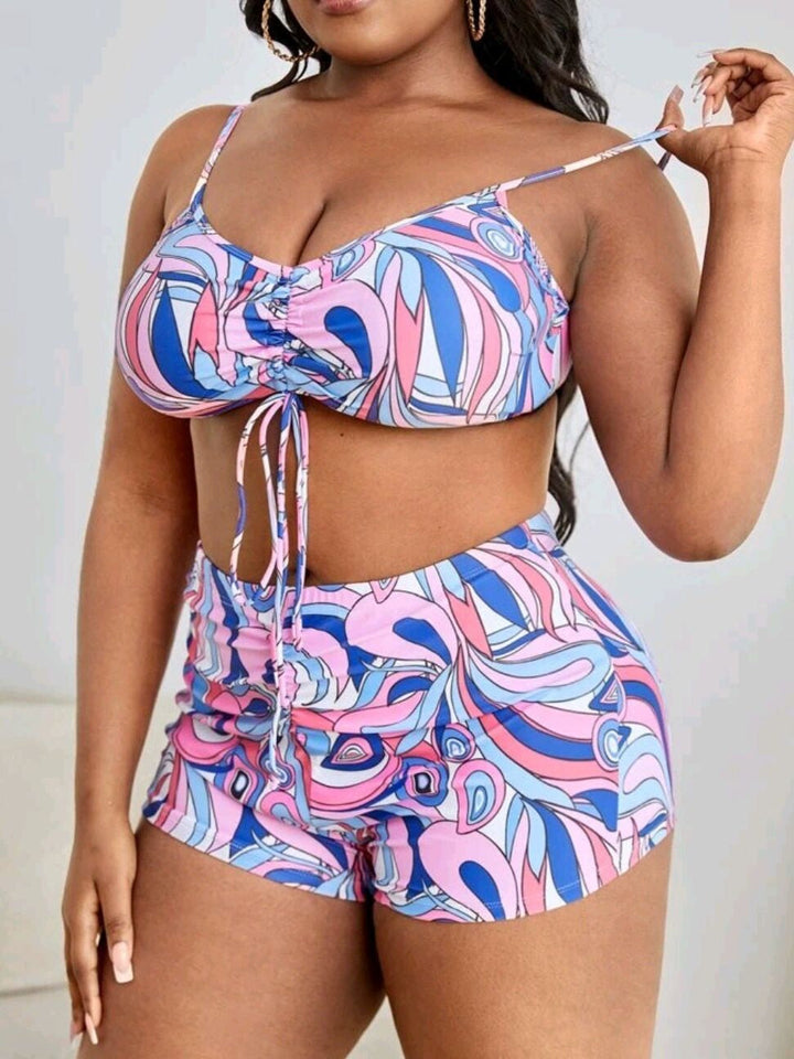 Curve Comfort Three-Piece Bikini Set in Plus Size-Floral-2XL-State of Style