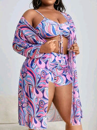 Curve Comfort Three-Piece Bikini Set in Plus Size-Floral-2XL-State of Style
