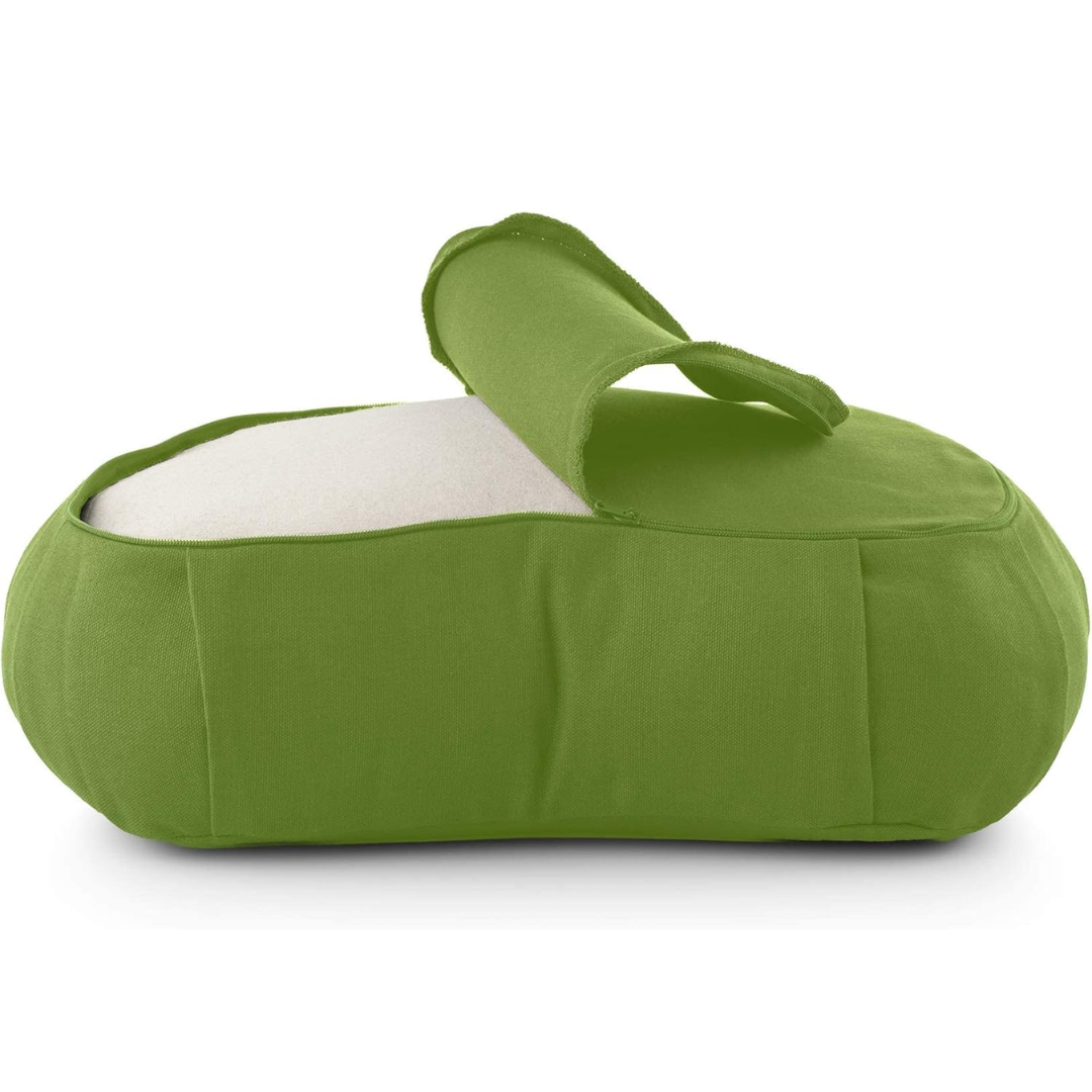 Curved Organic Cotton Meditation Cushion with Washable Cover-Blue-State of Style