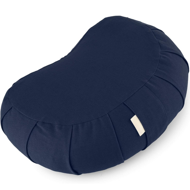 Curved Organic Cotton Meditation Cushion with Washable Cover-Dark Blue-State of Style
