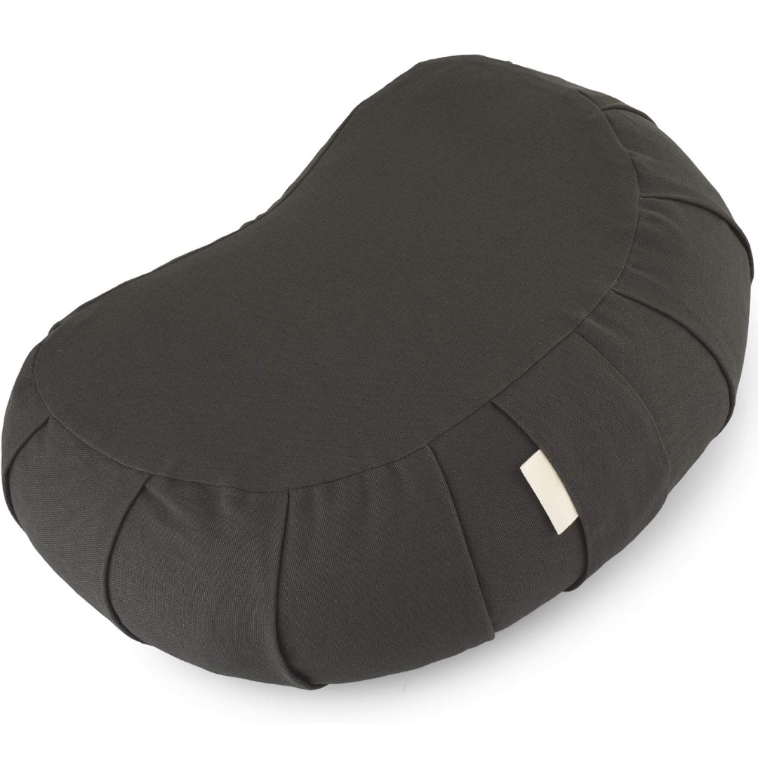 Curved Organic Cotton Meditation Cushion with Washable Cover-Grey-State of Style