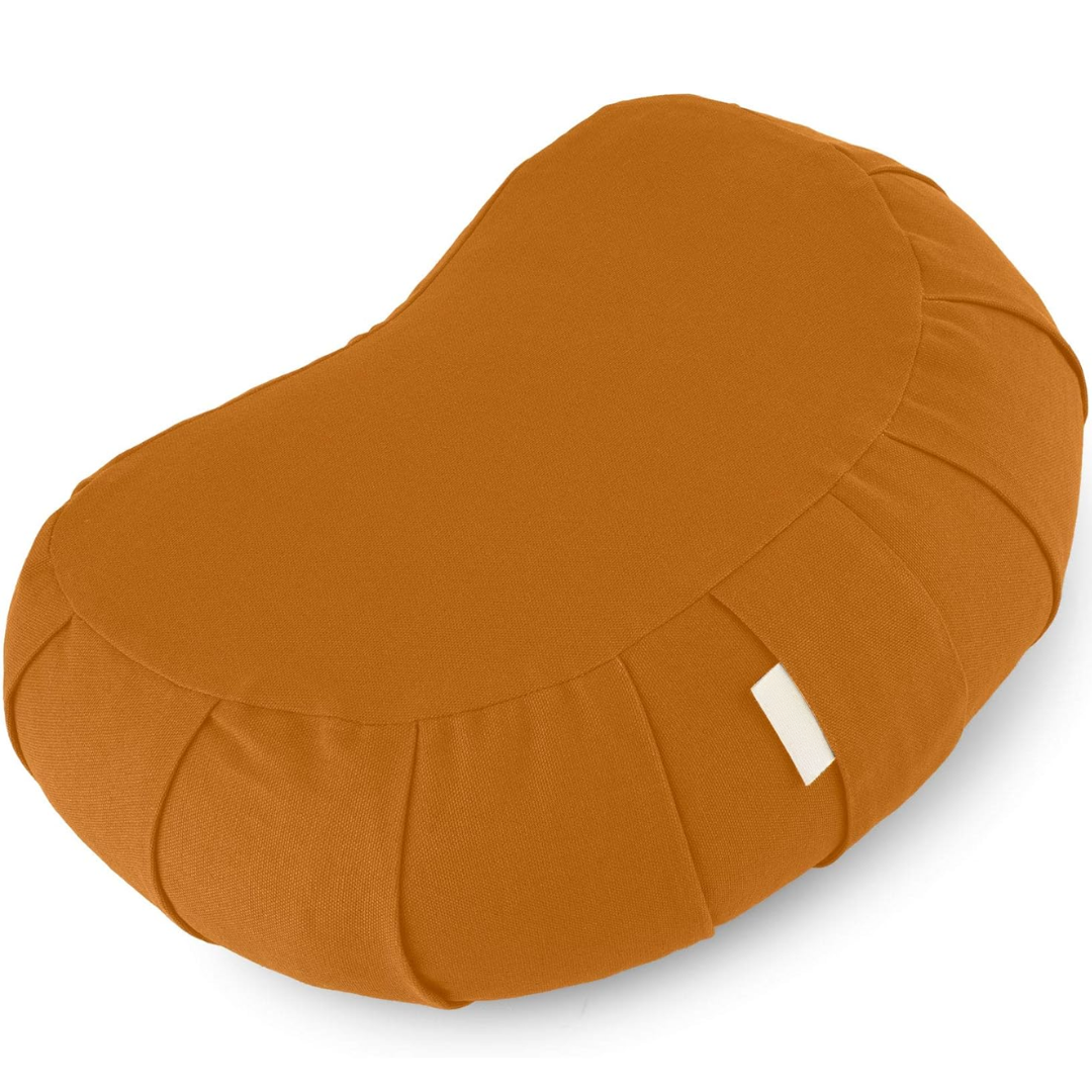 Curved Organic Cotton Meditation Cushion with Washable Cover-Orange-State of Style