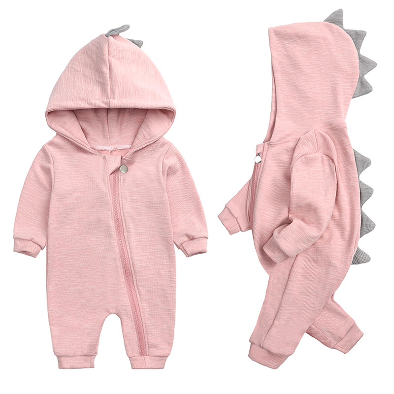 Cute Baby Onesie with Dinosaur Hood - DinoDream Onesie-Gray-0-3 Months-State of Style