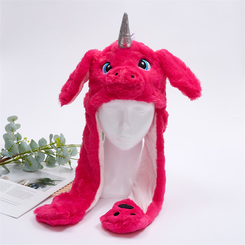 Cute Hat with Moving Ears - BunnyBounce Hat-Red Unicorn-State of Style