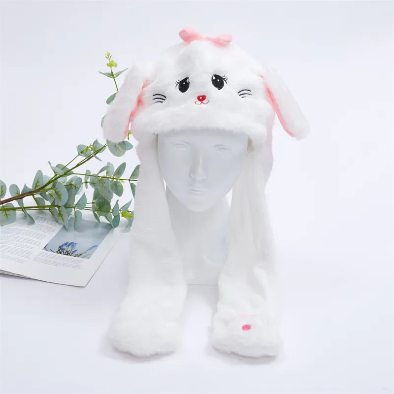 Cute Hat with Moving Ears - BunnyBounce Hat-White Cat-State of Style
