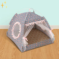 Cute Pet Tent with Curtains - PetTent-Flowers-S-State of Style