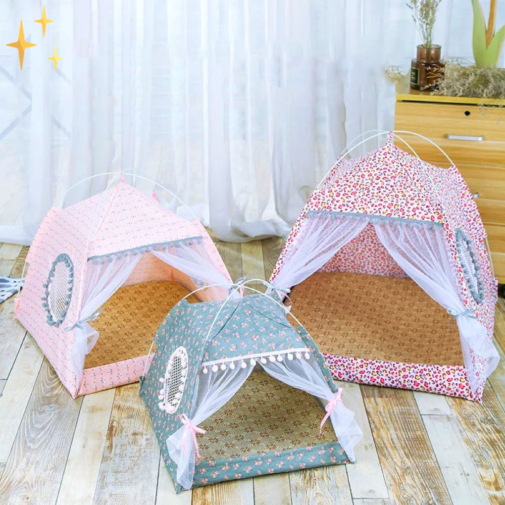 Cute Pet Tent with Curtains - PetTent-Light pink-S-State of Style