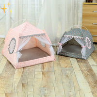 Cute Pet Tent with Curtains - PetTent-Light pink-S-State of Style