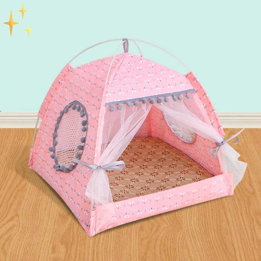 Cute Pet Tent with Curtains - PetTent-Light pink-S-State of Style