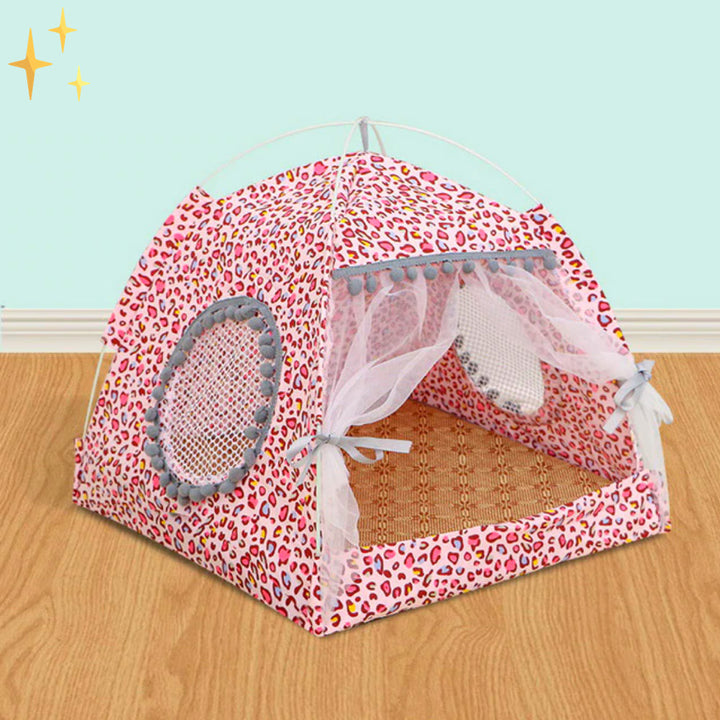 Cute Pet Tent with Curtains - PetTent-Pink Panther-S-State of Style