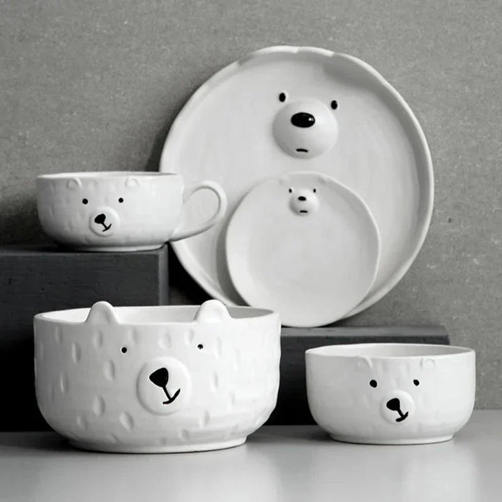 Cute Polar Bear Dinnerware Set in Ceramic - PolarJoy-Complete Set-State of Style