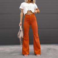 Ladies' wide-leg trousers made from organic cord with a high waist – Elegance Spice