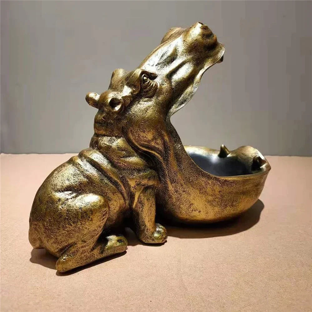 Decorative Hippo Desk Storage Box - HippoStash-Small 20 x 11 x 17 cm-A - Marble Blue Hippo-State of Style