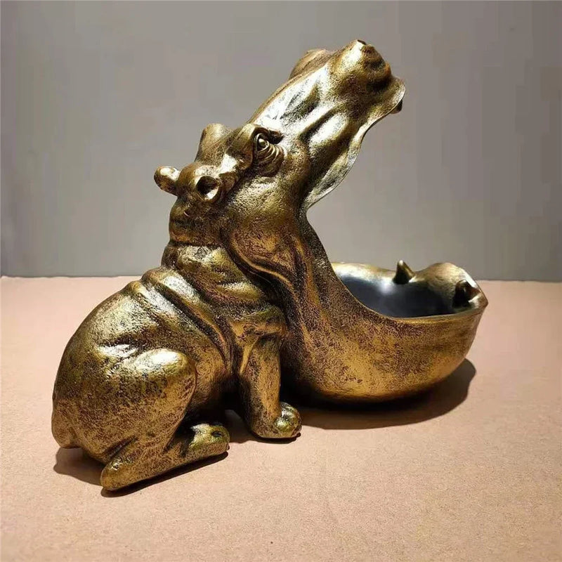 Decorative Hippo Desk Storage Box - HippoStash-Small 20 x 11 x 17 cm-A - Marble Blue Hippo-State of Style