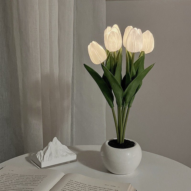 Decorative LED Tulip Table Lamp – Florima-White-6-State of Style