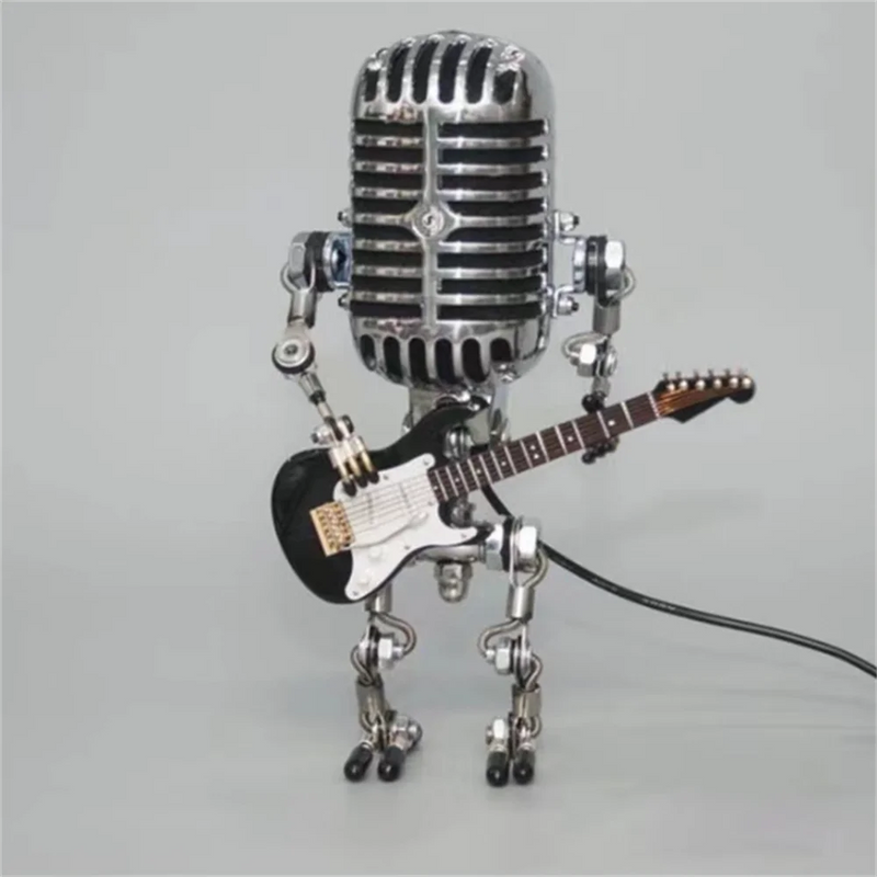 Decorative Microphone Robot Lamp with Guitar – Max-Black-State of Style