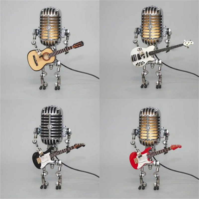 Decorative Microphone Robot Lamp with Guitar – Max-Black-State of Style