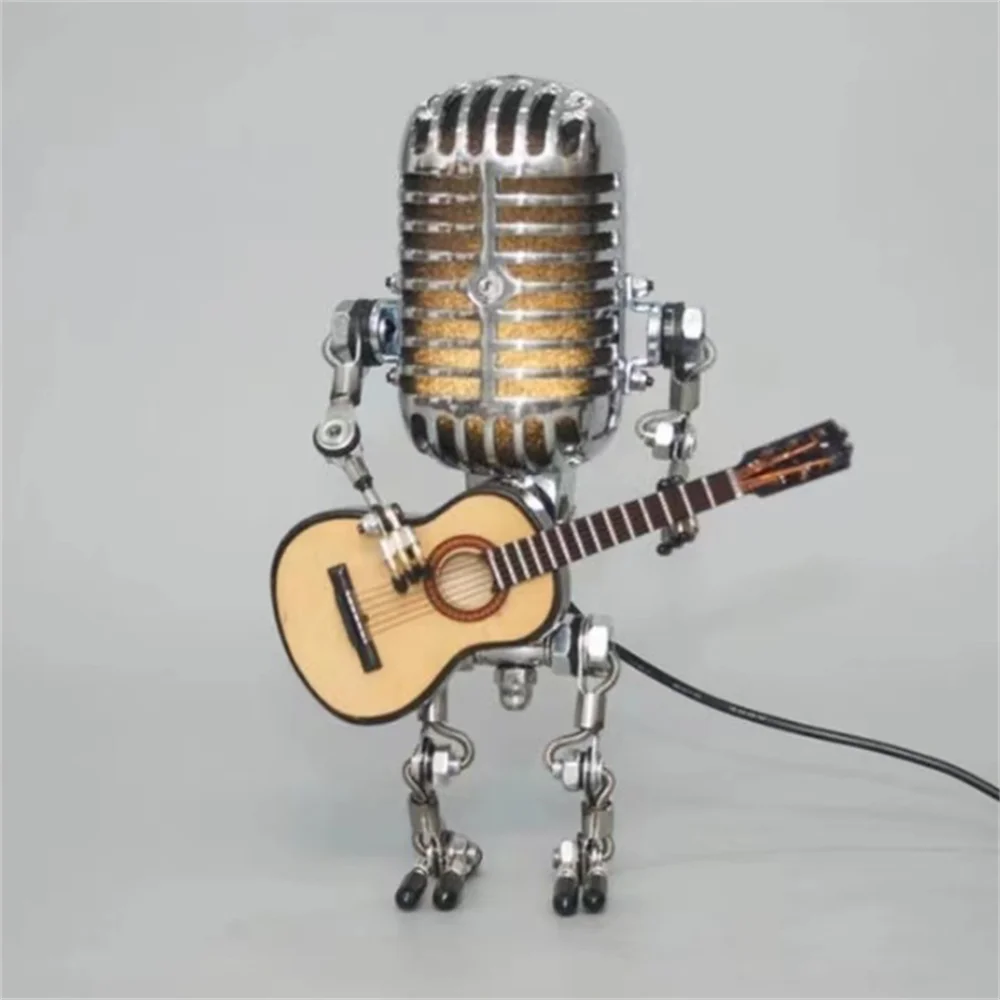 Decorative Microphone Robot Lamp with Guitar – Max-Yellow-State of Style