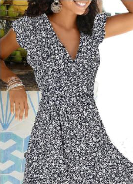 Dee's Summer Dress-Black Big Flowers-S-State of Style