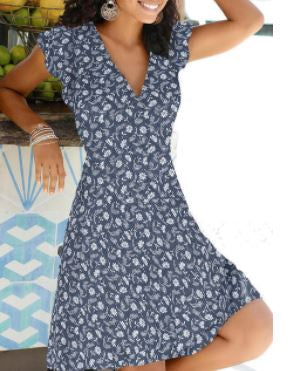 Dee's Summer Dress-Blue Small Flowers-S-State of Style