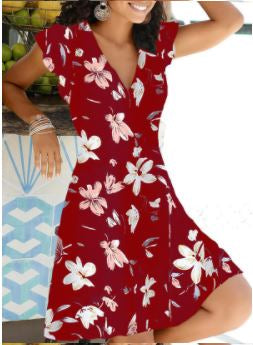 Dee's Summer Dress-Red Big Flowers-S-State of Style
