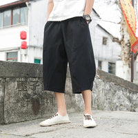 Desmond - Men's Linen Cropped Trousers | Summer Linen Pants-Black-M-State of Style