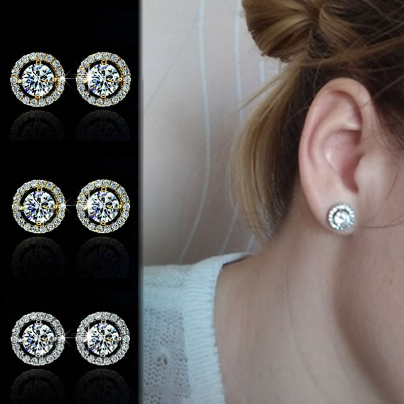 Diamond Knob Earrings For Women | Elegant and Stylish Jewellery-Silver-State of Style