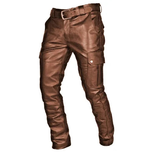Diego Leather Men's Motorcycle Pants-Brown-S-State of Style