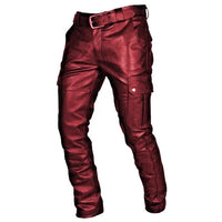 Diego Leather Men's Motorcycle Pants-Red-S-State of Style