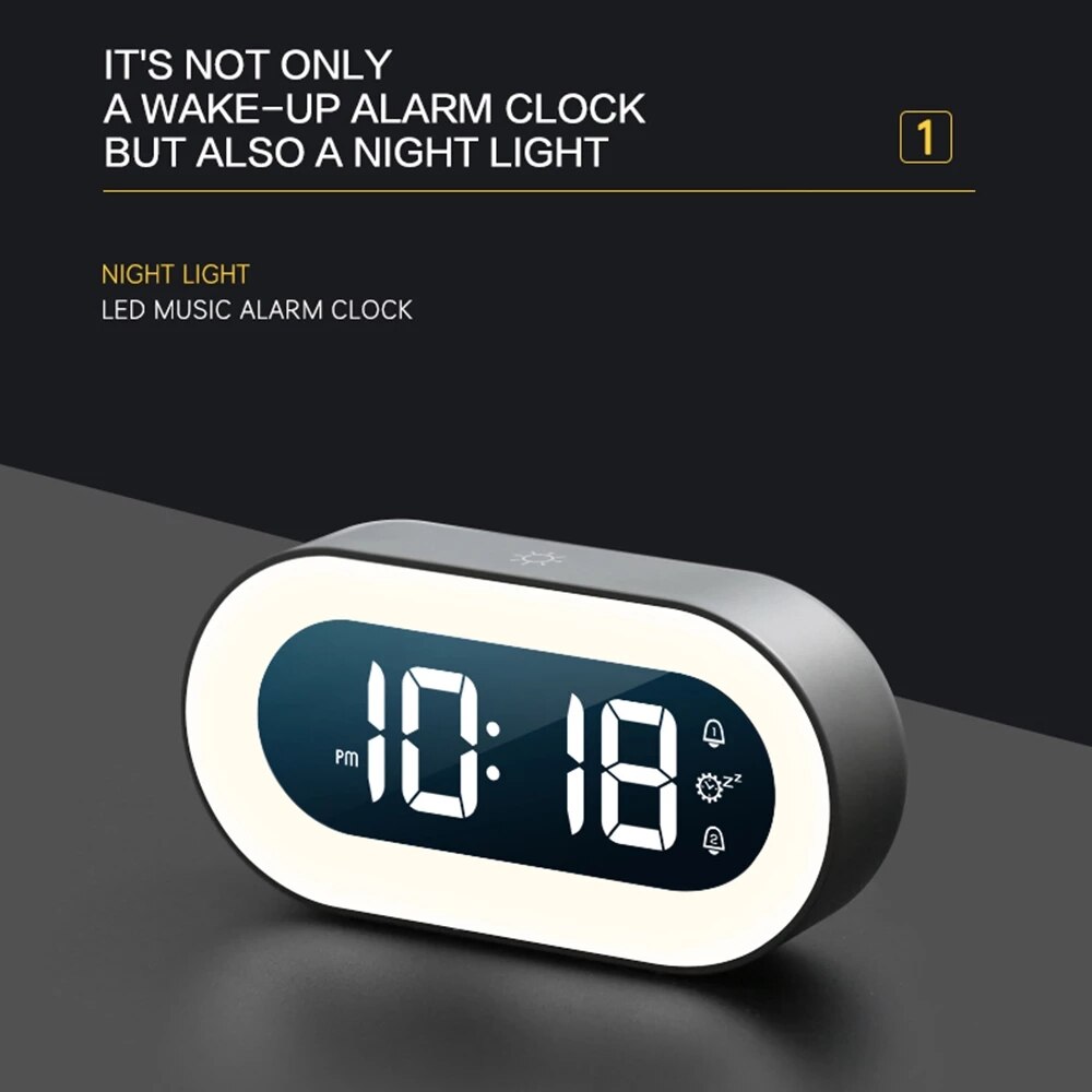 Digital Alarm Clock with Nightlight – Lumino-White-State of Style