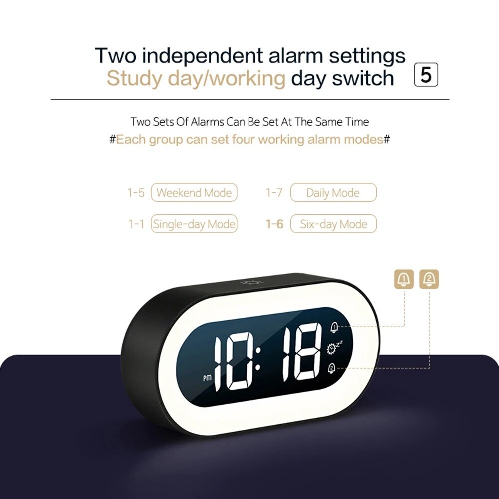 Digital Alarm Clock with Nightlight – Lumino-White-State of Style