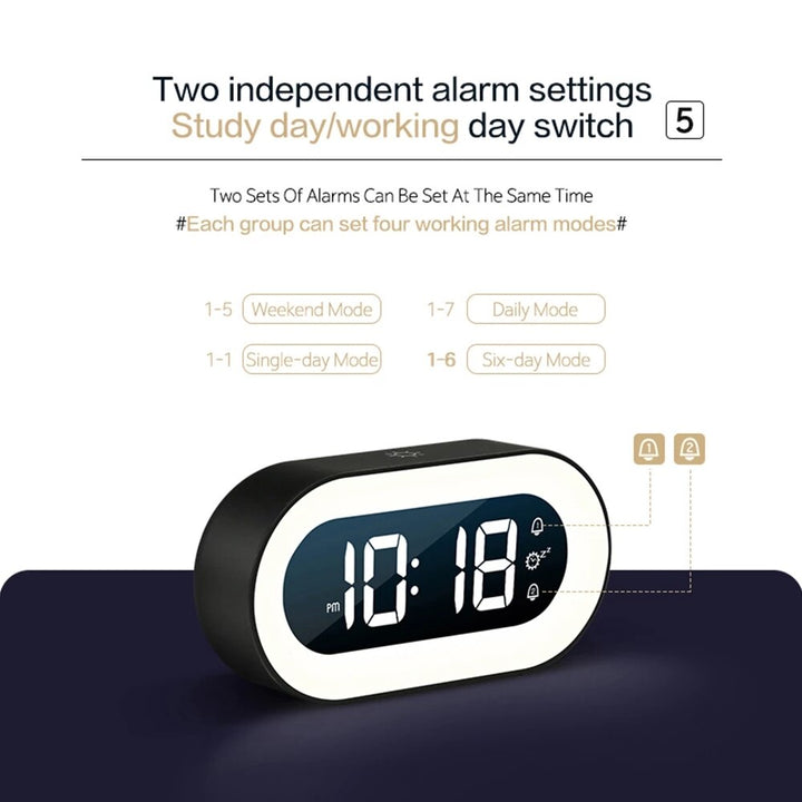 Digital Alarm Clock with Nightlight – Lumino-White-State of Style