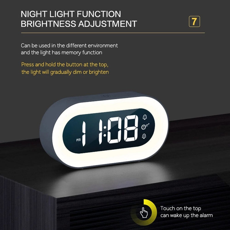 Digital Alarm Clock with Nightlight – Lumino-White-State of Style