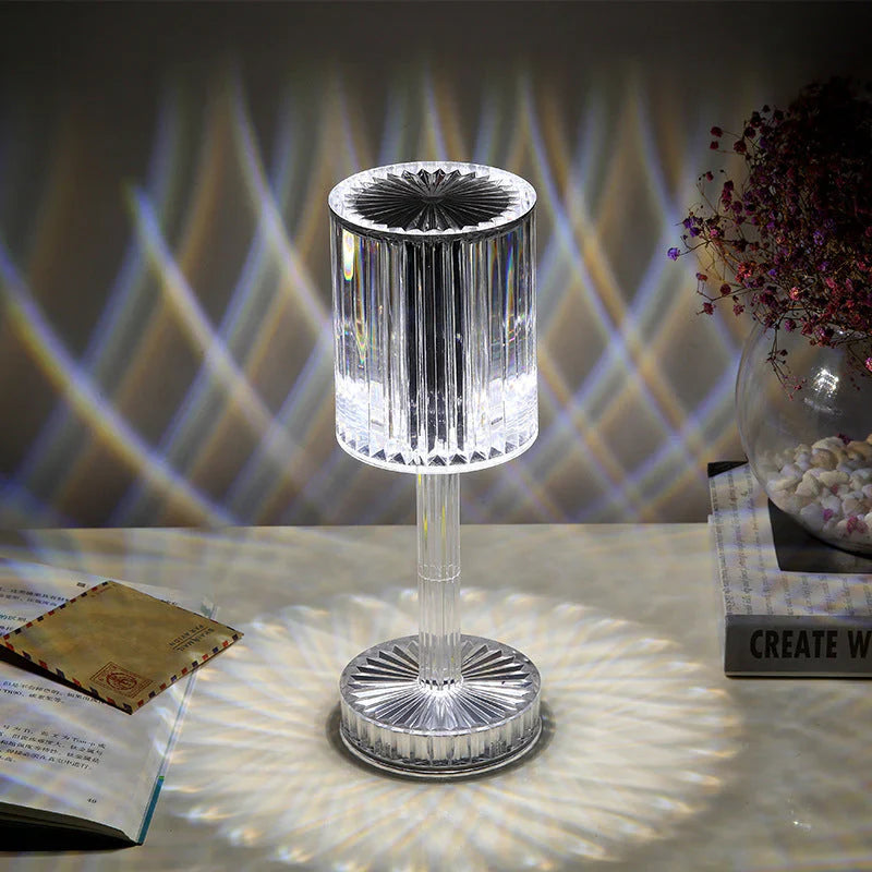 Dimmable Crystal Table Lamp with Modern Lighting - Seraphine-Transparent-Rechargeable (touch) - 3 colours-8.5x25cm-State of Style