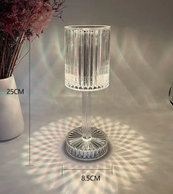 Dimmable Crystal Table Lamp with Modern Lighting - Seraphine-Transparent-Rechargeable (touch) - 3 colours-8.5x25cm-State of Style