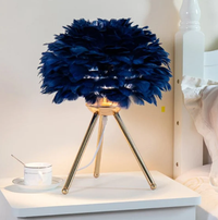 Dimmable Table Lamp with Luxury Feathers – Pluma-Blue-State of Style