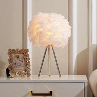 Dimmable Table Lamp with Luxury Feathers – Pluma-Grey-State of Style